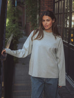 Grey Basic Raglan Oversized Longsleeve