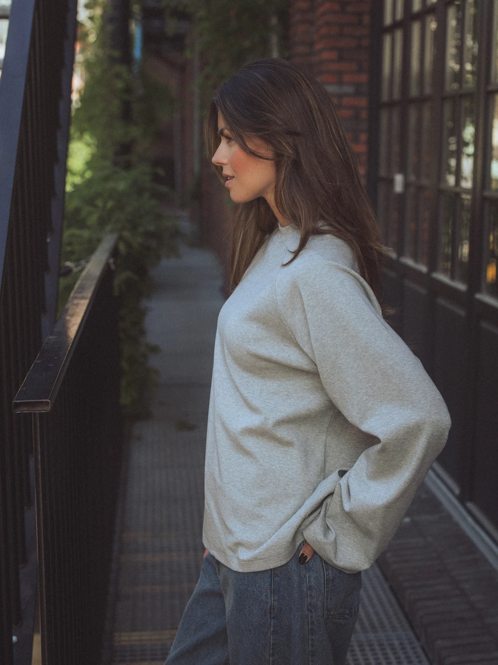 Grey Basic Raglan Oversized Longsleeve