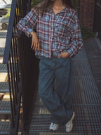 Blaues Oversized-Karohemd