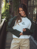 Grünes Langarmshirt mit Raglanärmeln