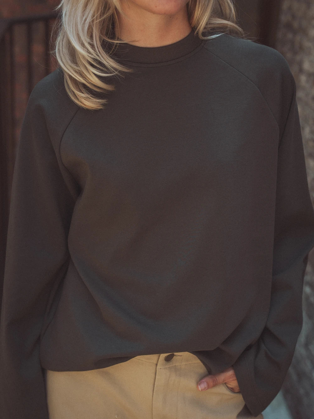 Green Basic Raglan Oversized Longsleeve