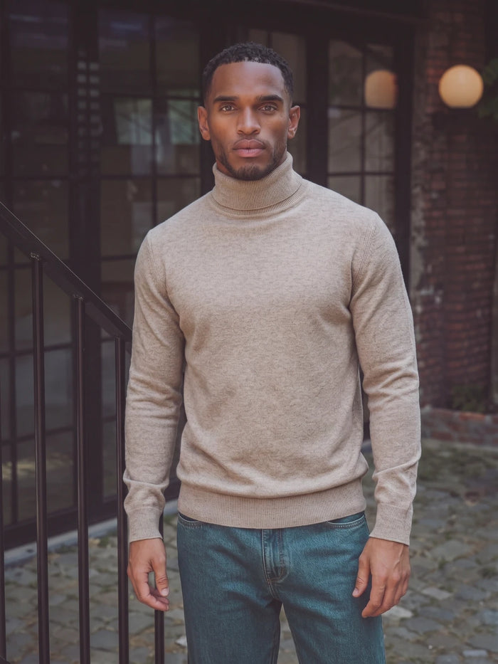 Beige Wool Turtleneck