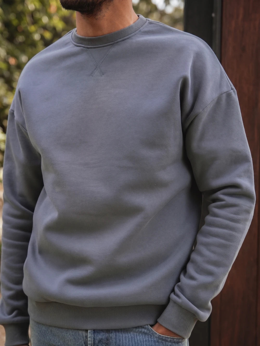 Blue Oversized Basic Sweater