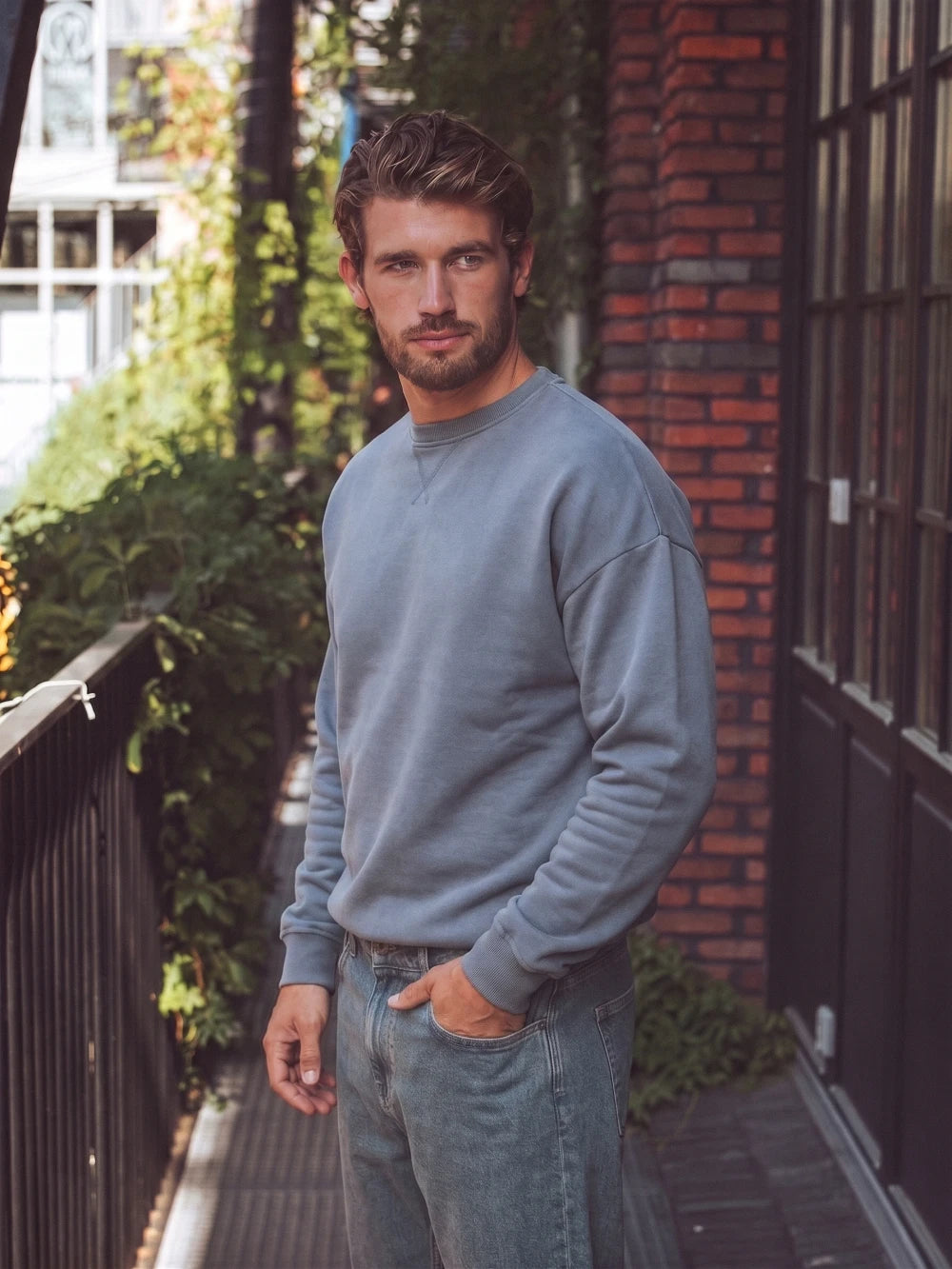 Blue Oversized Basic Sweater