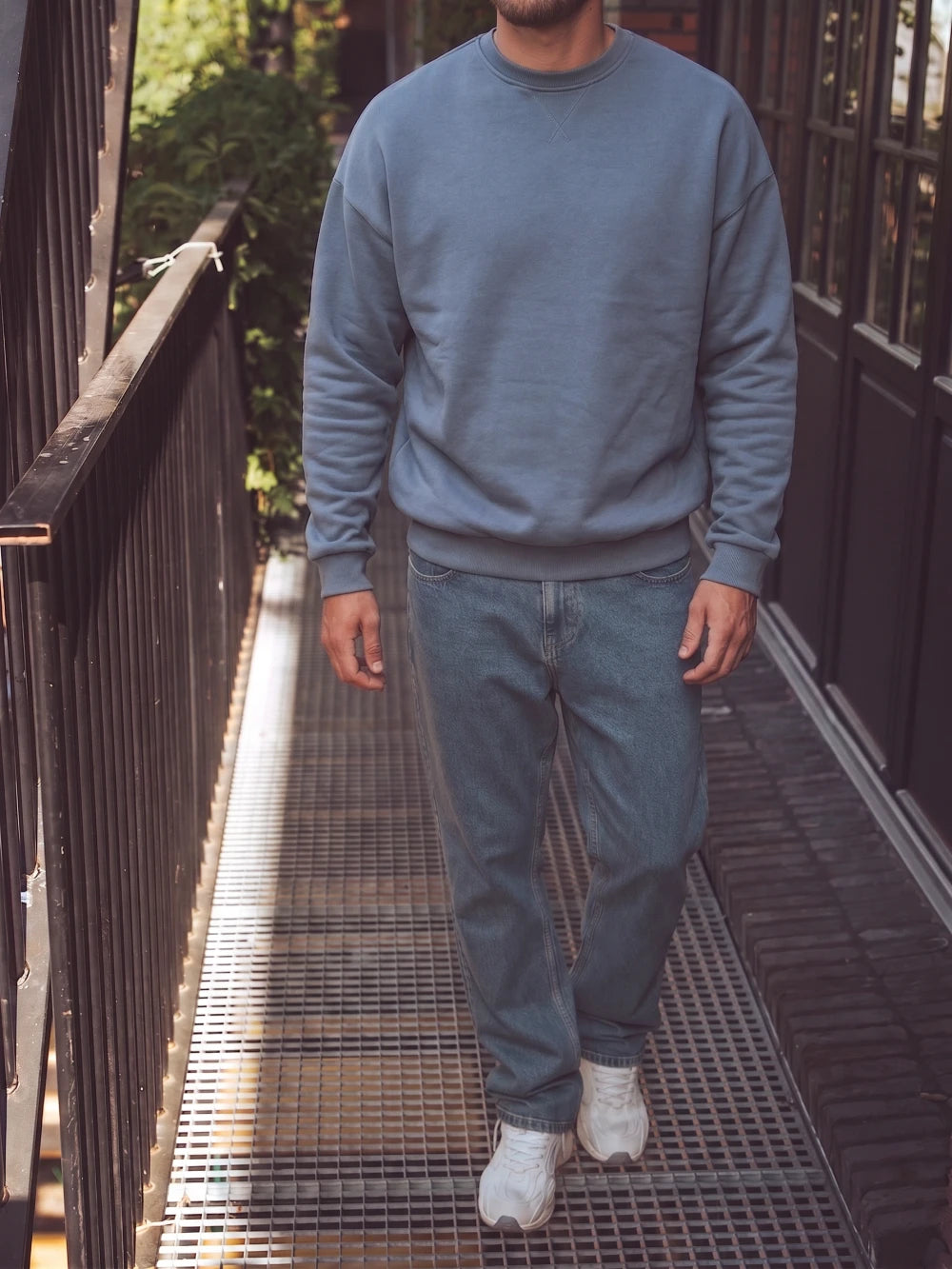 Blue Oversized Basic Sweater