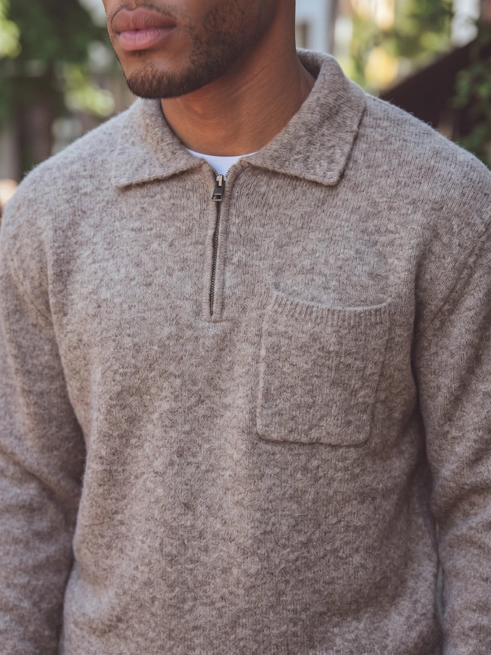 Brown Brushed Pocket Polo