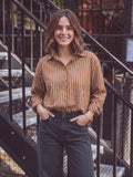 Brown Stripe Oversized Blouse