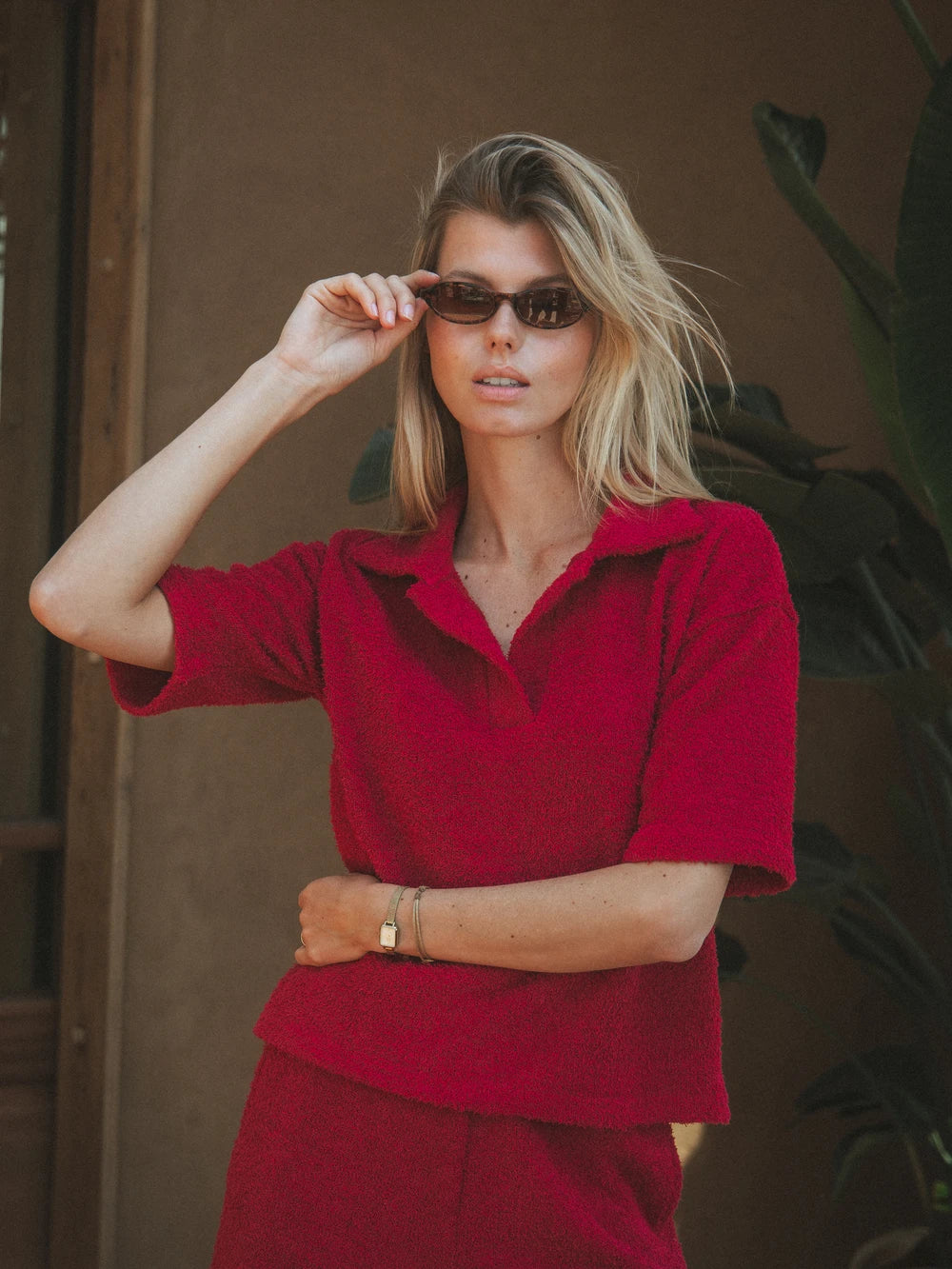 Rotes Frottee-Polo