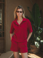 Rotes Frottee-Polo