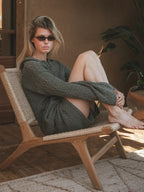 Grüne Häkelstrickjacke