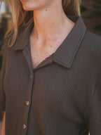 Dark Brown Knit Polo