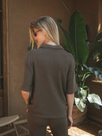 Dark Brown Knit Polo