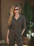 Dark Brown Knit Polo