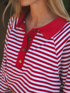 Red Striped Oversized Polo