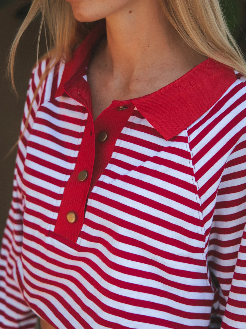 Red Striped Oversized Polo