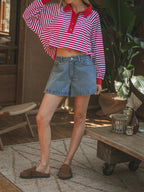 Red Striped Oversized Polo