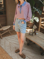 Pink gestreiftes Oversized-Polo