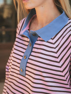 Pink gestreiftes Oversized-Polo