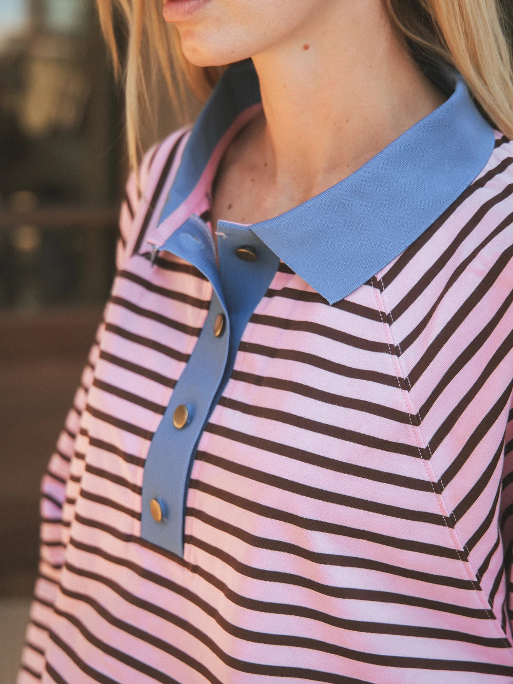 Pink Striped Oversized Polo