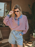 Pink gestreiftes Oversized-Polo