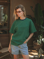 Grün gestreiftes, weiches T-Shirt