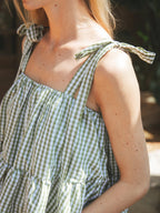 Green Gingham Ruffles Top