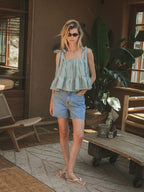 Green Gingham Ruffles Top
