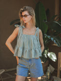 Green Gingham Ruffles Top