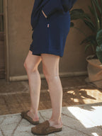 Navy Pleated Shorts