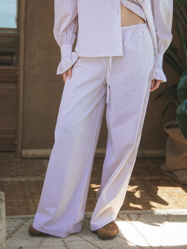 Taupe Gestreifte Hose