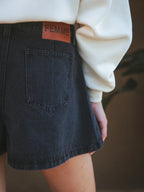 Washed Black Denim Short
