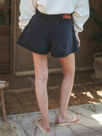 Washed Black Denim Short
