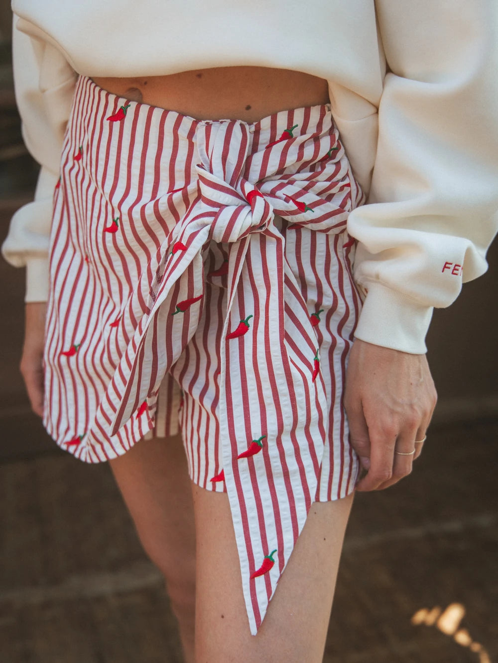 Red Pepper Stripe Skort