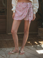 Red Pepper Stripe Skort