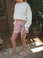 Red Pepper Stripe Skort