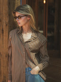 Brown Stripe Oversized Blouse