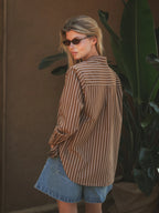 Brown Stripe Oversized Blouse