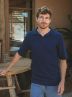 Navy Struktur Sommer V-Polo