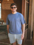 Blaues Oversized T-Shirt mit Kreis