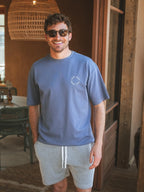 Blaues Oversized T-Shirt mit Kreis