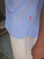 Blue Stripe Waffle Polo Shirt