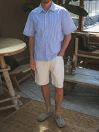 Blue Stripe Waffle Polo Shirt