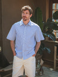 Blue Stripe Waffle Polo Shirt