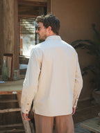 Beige Textured Cotton Shirt