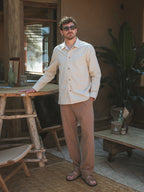 Beige Textured Cotton Shirt