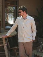 Beige Textured Cotton Shirt