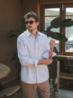 Taupe Stripe Waffle Shirt