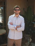 Taupe Stripe Waffle Shirt