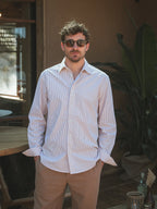 Taupe Stripe Waffle Shirt