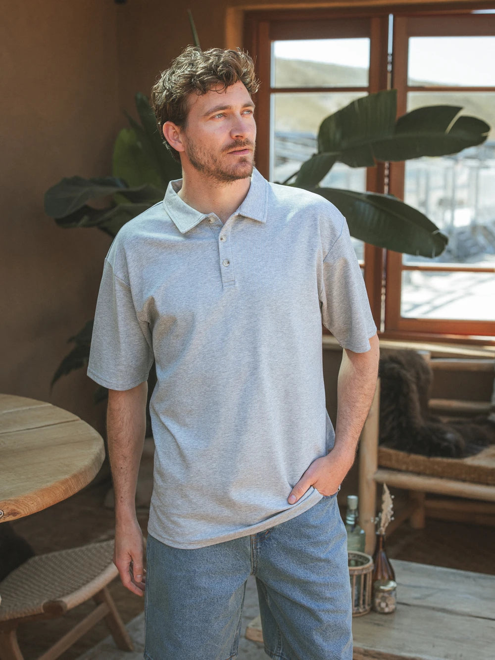 Grey Relaxed Polo